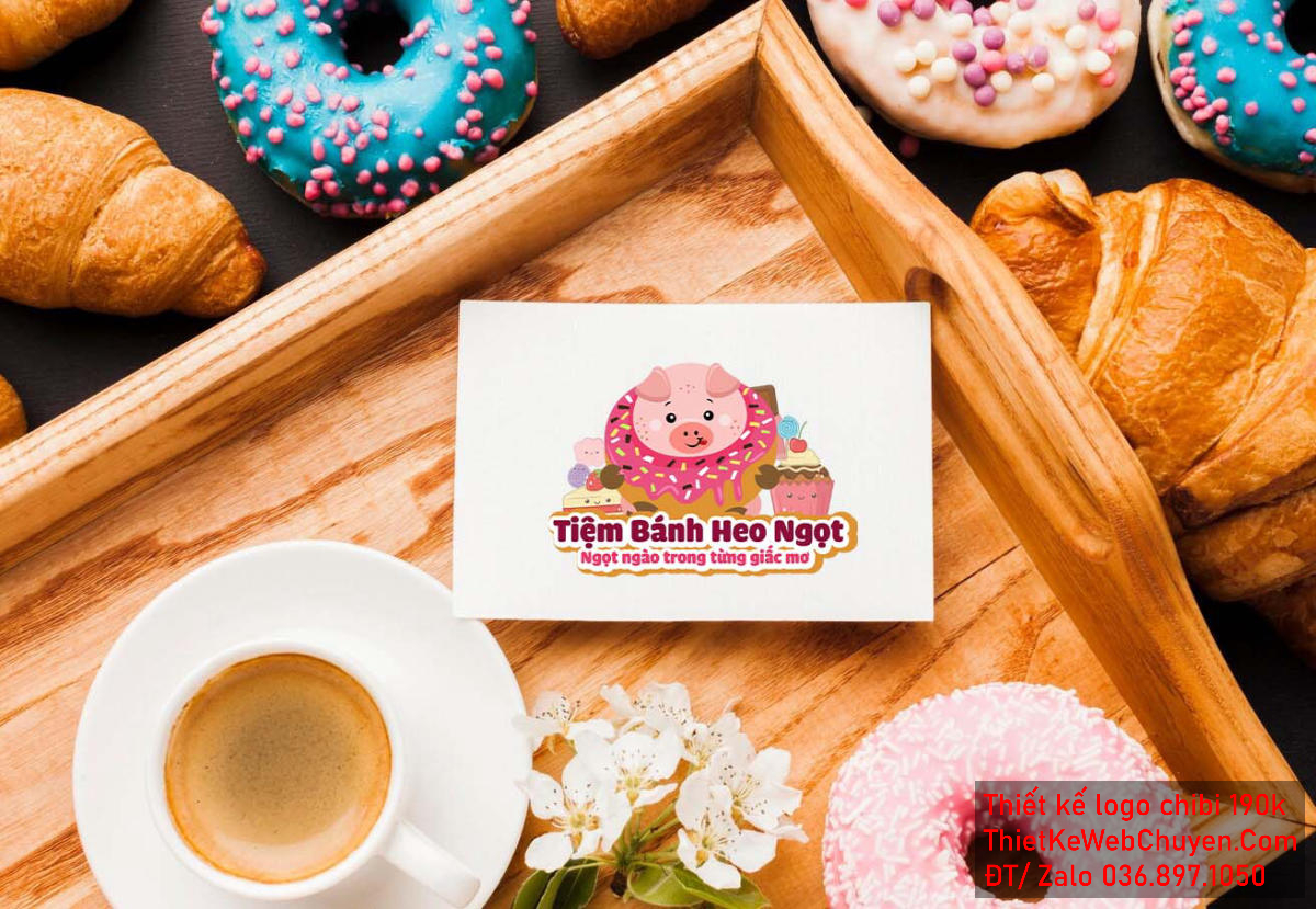 Vẽ chibi chú lợn hồng trong chiếc bánh donut và nhiều bánh ngọt để thiết kế logo Vẽ chibi chú lợn hồng trong chiếc bánh donut và nhiều bánh ngọt để thiết kế logo