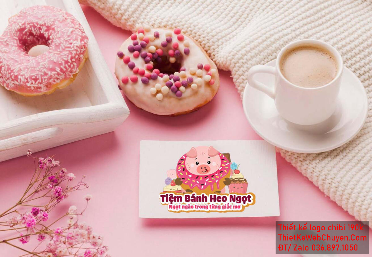 Vẽ chibi chú lợn hồng trong chiếc bánh donut và nhiều bánh ngọt để thiết kế logo Vẽ chibi chú lợn hồng trong chiếc bánh donut và nhiều bánh ngọt để thiết kế logo