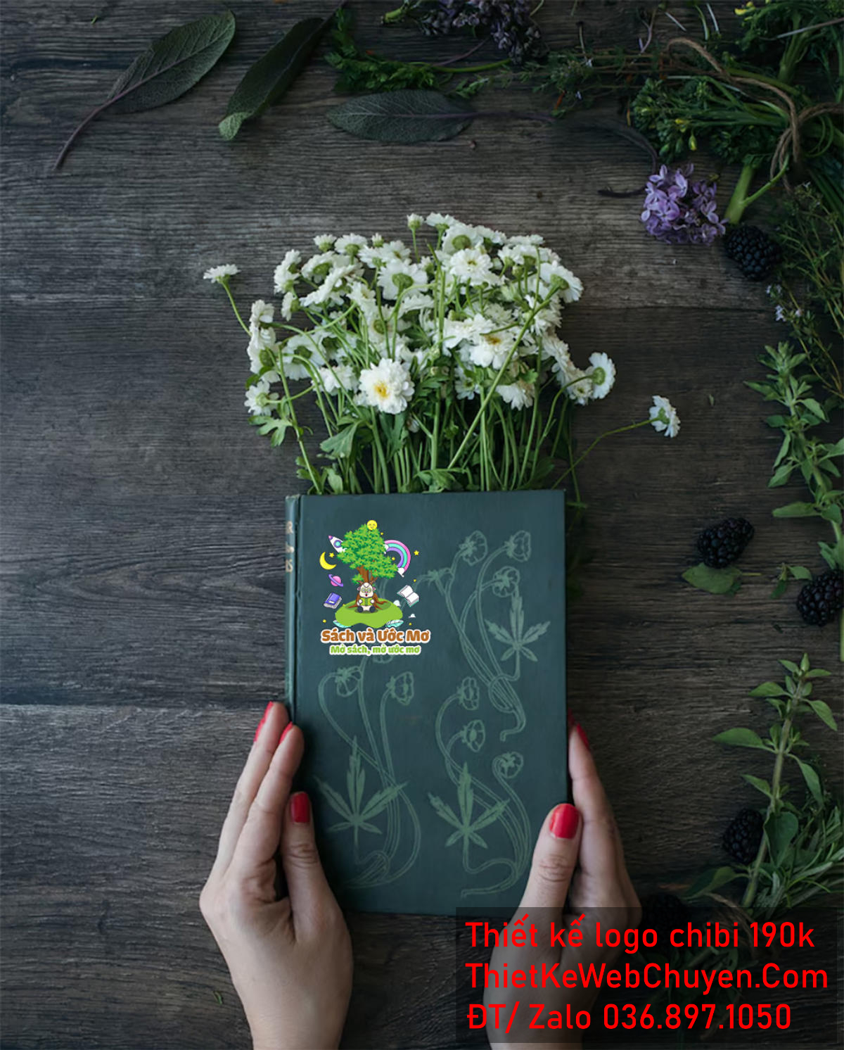 Vẽ chibi chú ngựa đang ngồi đọc sách bên gốc cây để thiết kế logo mẫu 2