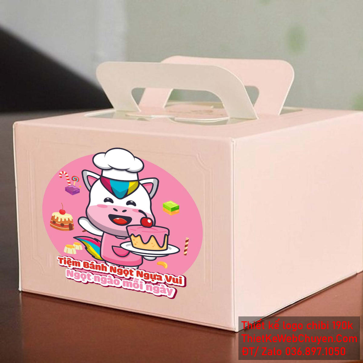 Vẽ chibi chú ngựa đầu bếp dễ thương bán bánh ngọt để thiết kế logo - Hình 2