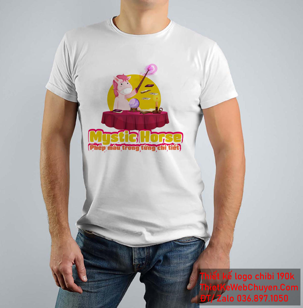 Vẽ chibi chú ngựa hồng đang làm phép thuật để thiết kế logo chi tiết 2