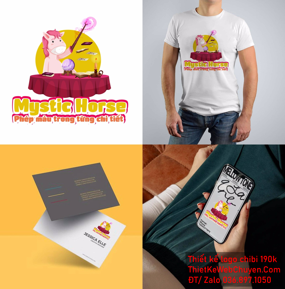 Vẽ chibi chú ngựa hồng đang làm phép thuật để thiết kế logo chi tiết 5