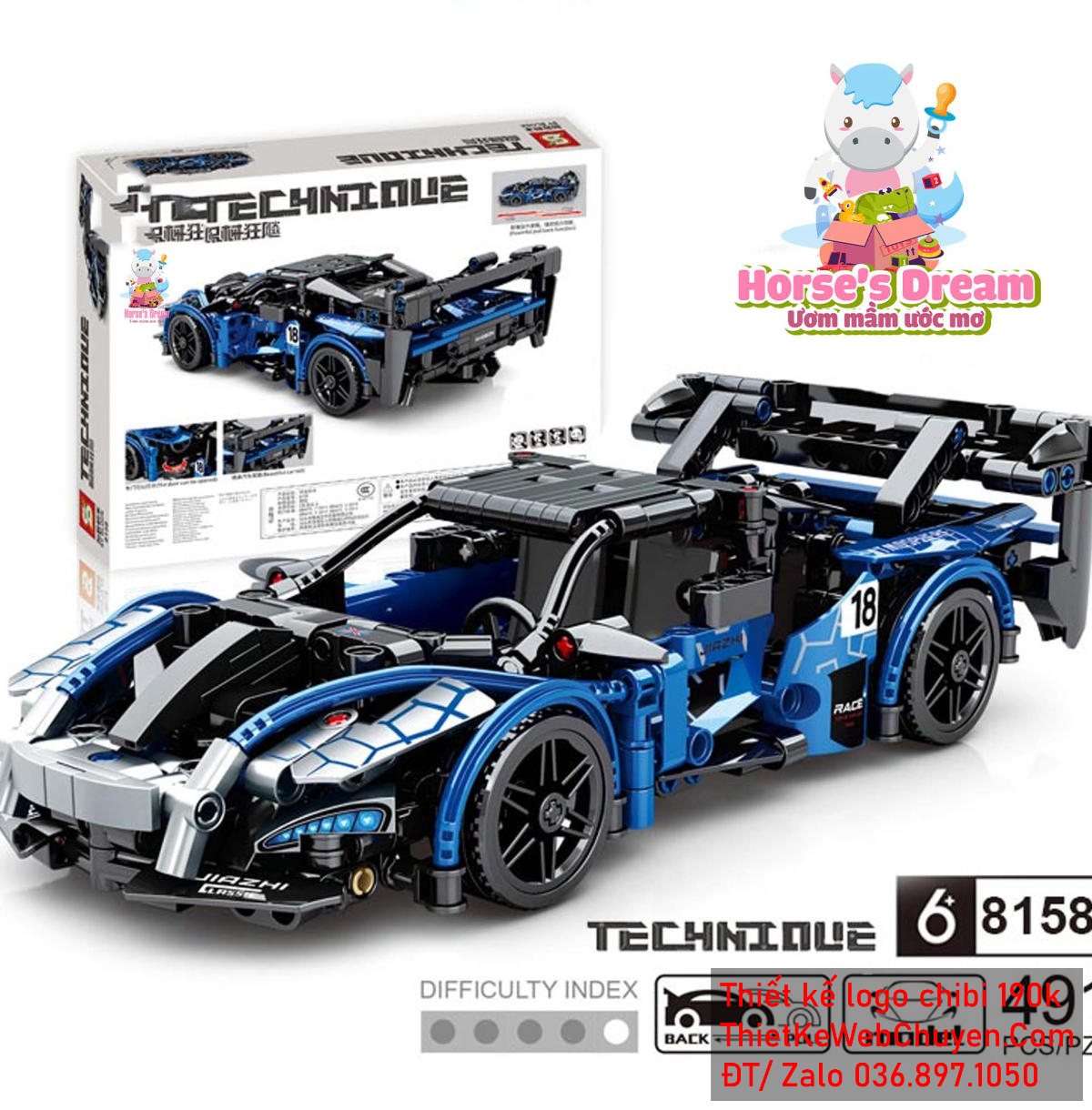 Chi tiết vẽ chibi chú ngựa trắng lông xanh đáng yêu đang chơi đồ chơi để thiết kế logo