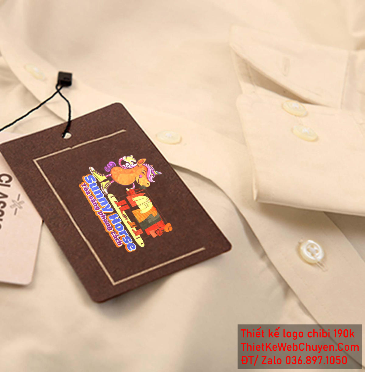 Vẽ chibi chú ngựa trong cửa hàng quần áo để thiết kế logo mẫu 3