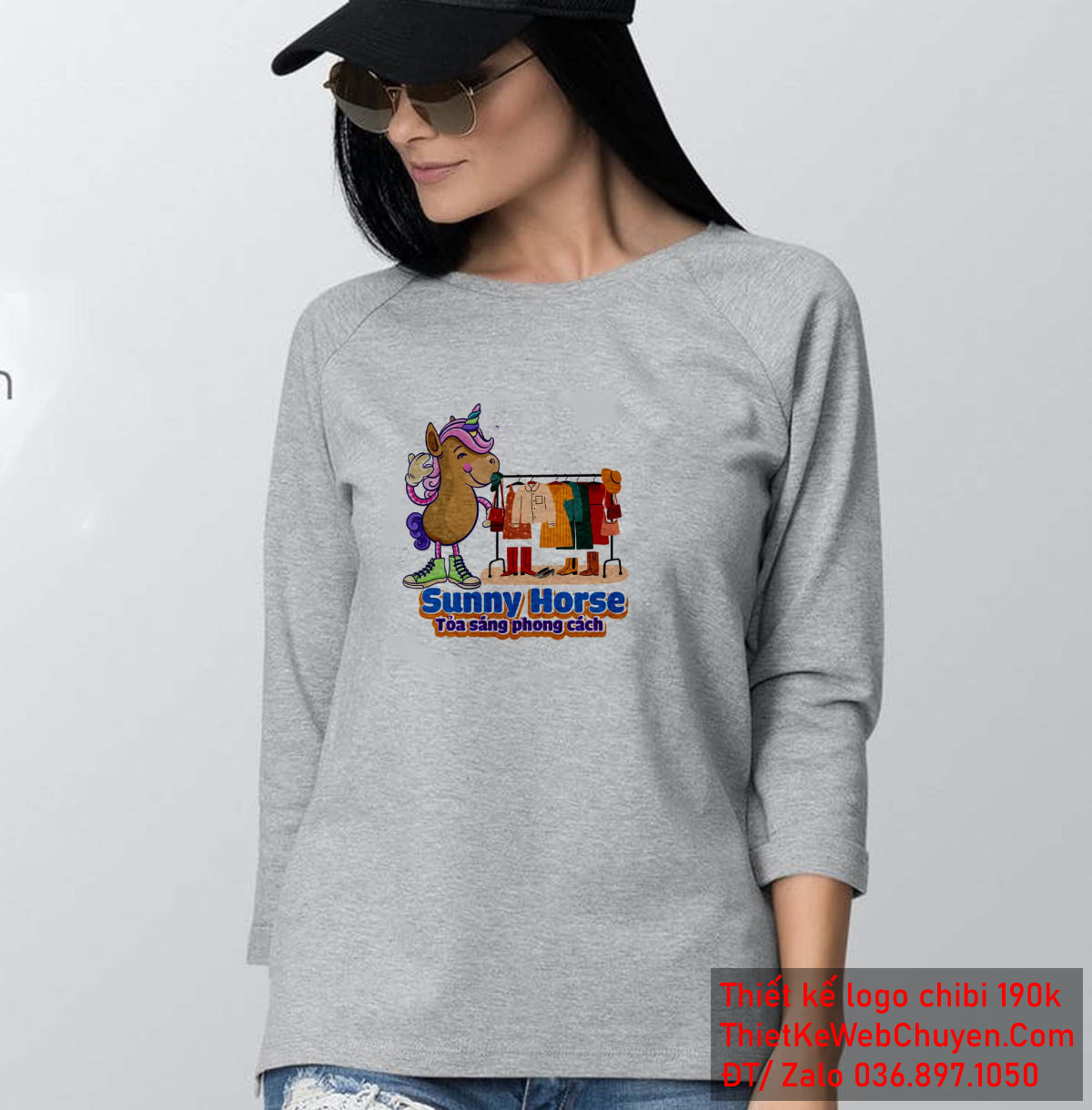 Vẽ chibi chú ngựa trong cửa hàng quần áo để thiết kế logo mẫu 4