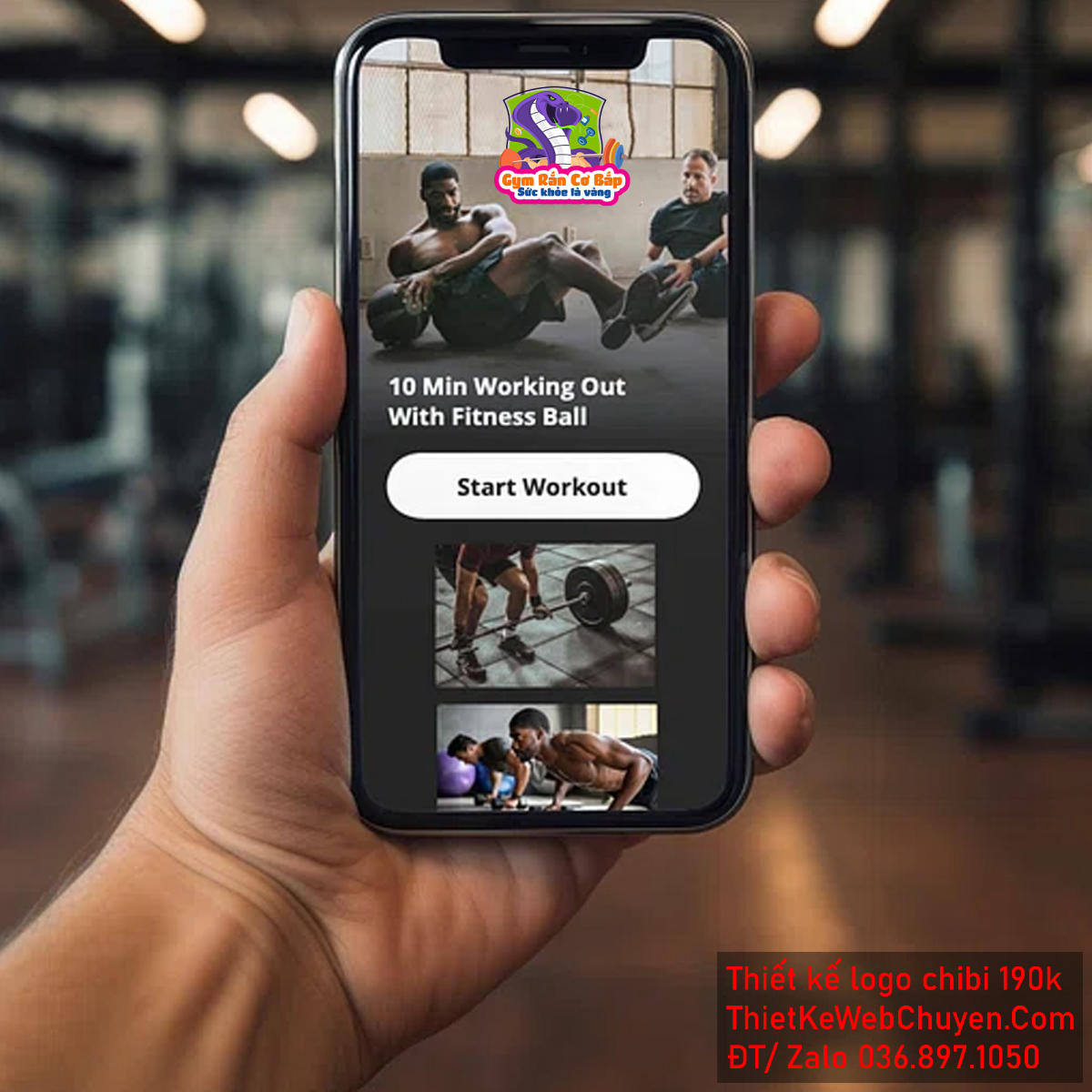 Vẽ chibi chú rắn cơ bắp đang tập gym để thiết kế logo 4