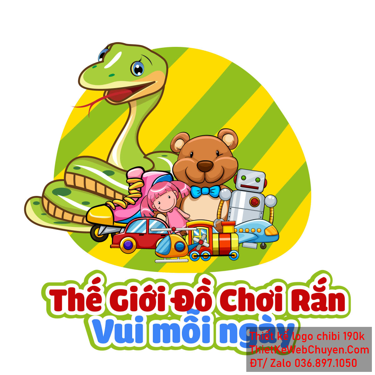 Vẽ chibi chú rắn cute trong thế giới đồ chơi để thiết kế logo 1