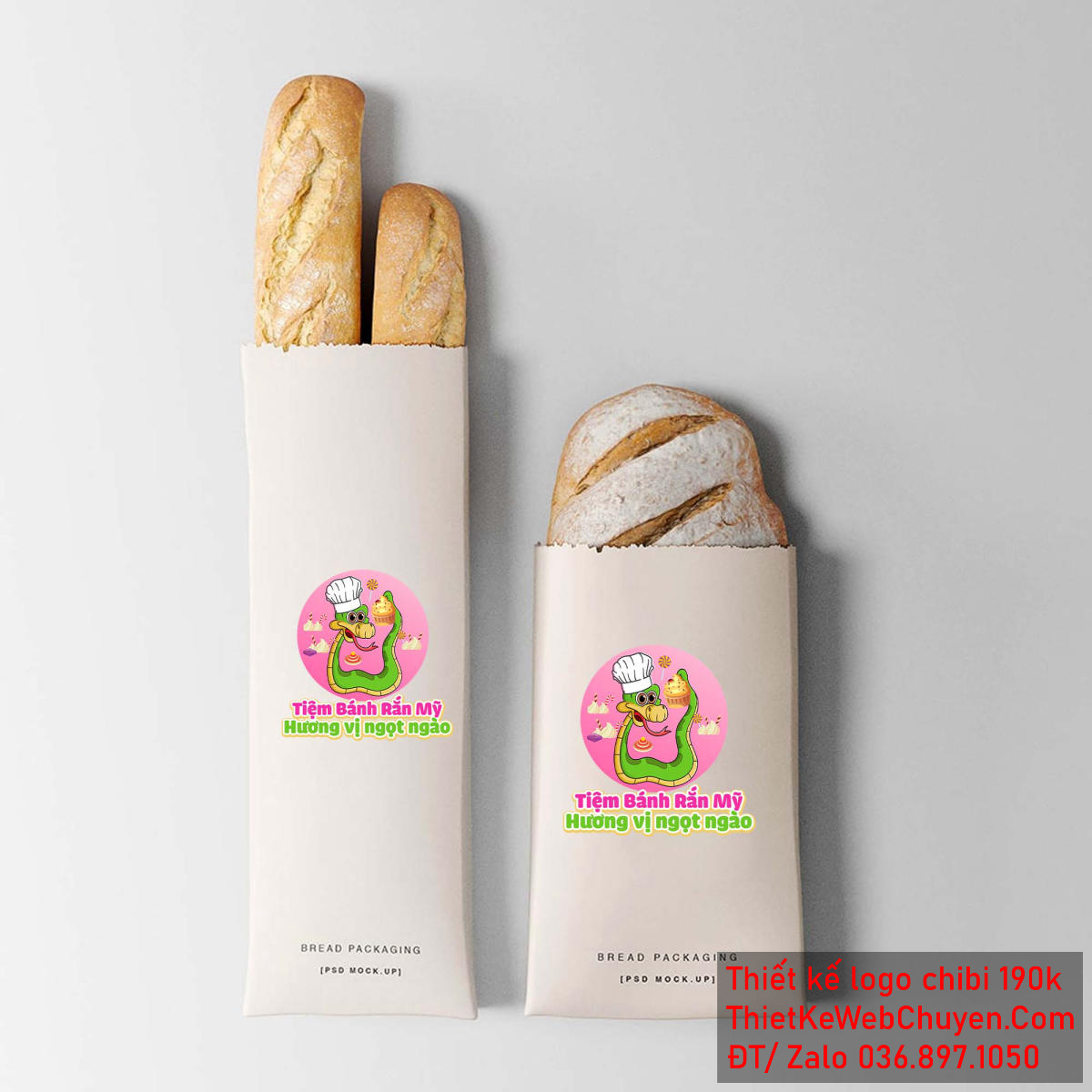 Màu sắc chủ đạo khi vẽ chibi chú rắn đầu bếp bán bánh ngọt để thiết kế logo