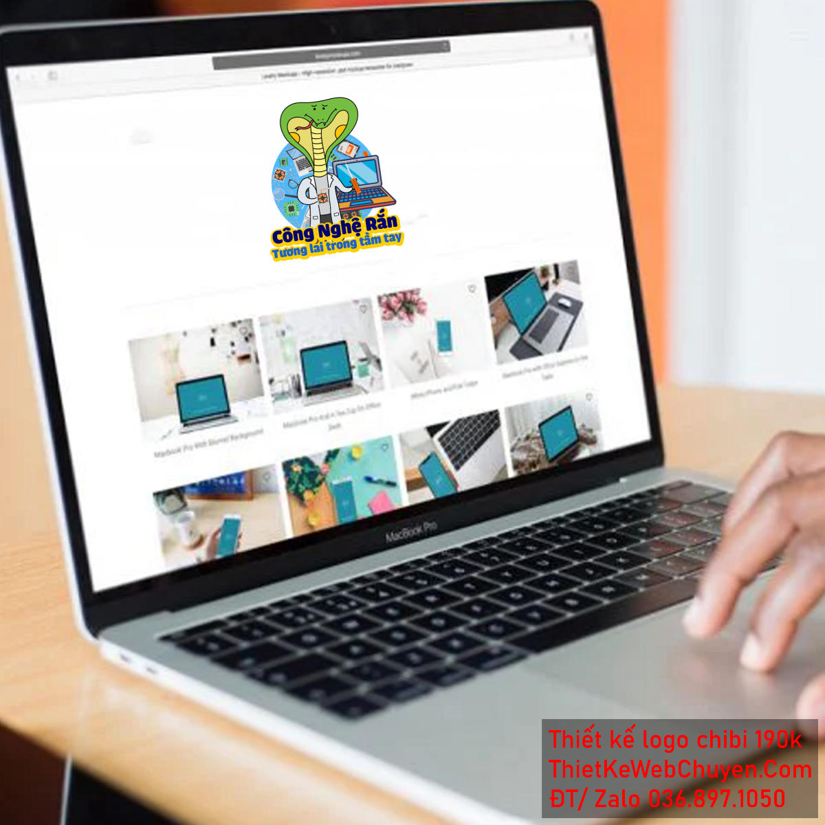 Vẽ chibi chú rắn đầu xanh thân vàng đang thí nghiệm công nghệ để thiết kế logo - Góc nhìn 2