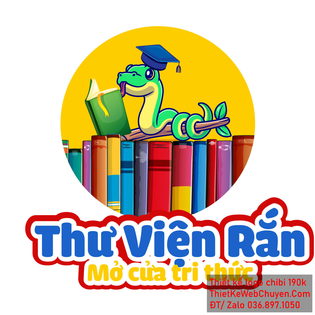 Vẽ chibi chú rắn đội mũ cử nhân đọc sách để thiết kế logo - Hình 1
