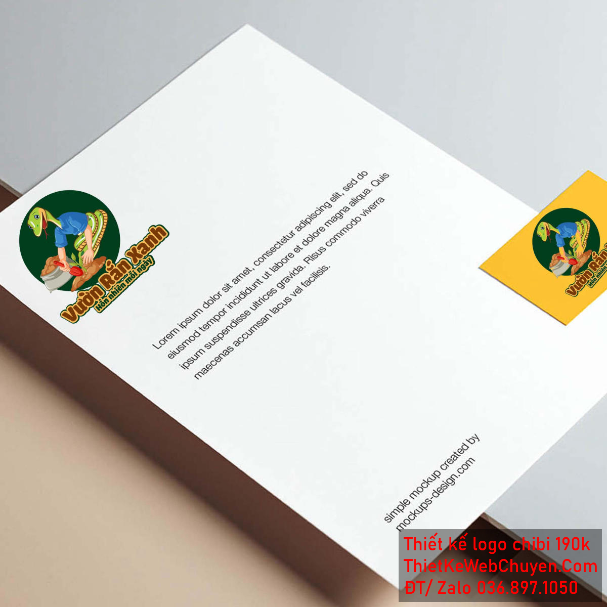 Vẽ chibi chú rắn mặc áo xanh đang trồng cây để thiết kế logo - Cận cảnh biểu cảm