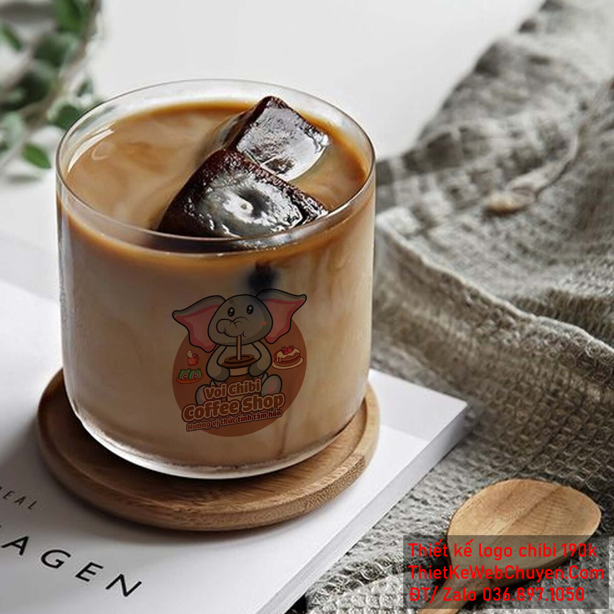 Vẽ chibi chú voi với đôi tai to màu hồng xanh đang ăn vặt vui vẻ để thiết kế logo - Ảnh 4