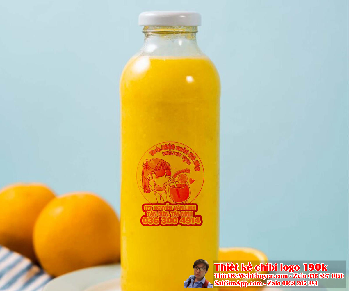 Góc nghiêng mẫu Vẽ chibi cô gái với phong cách mùa hè đang uống nước cam để thiết kế logo