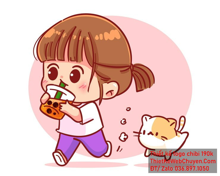 Vẽ chibi trà sữa bé gái tóc nâu áo trắng cầm ly trà sữa trên tay để thiết kế logo. Vẽ chibi trà sữa bé gái tóc nâu áo trắng cầm ly trà sữa trên tay để thiết kế logo