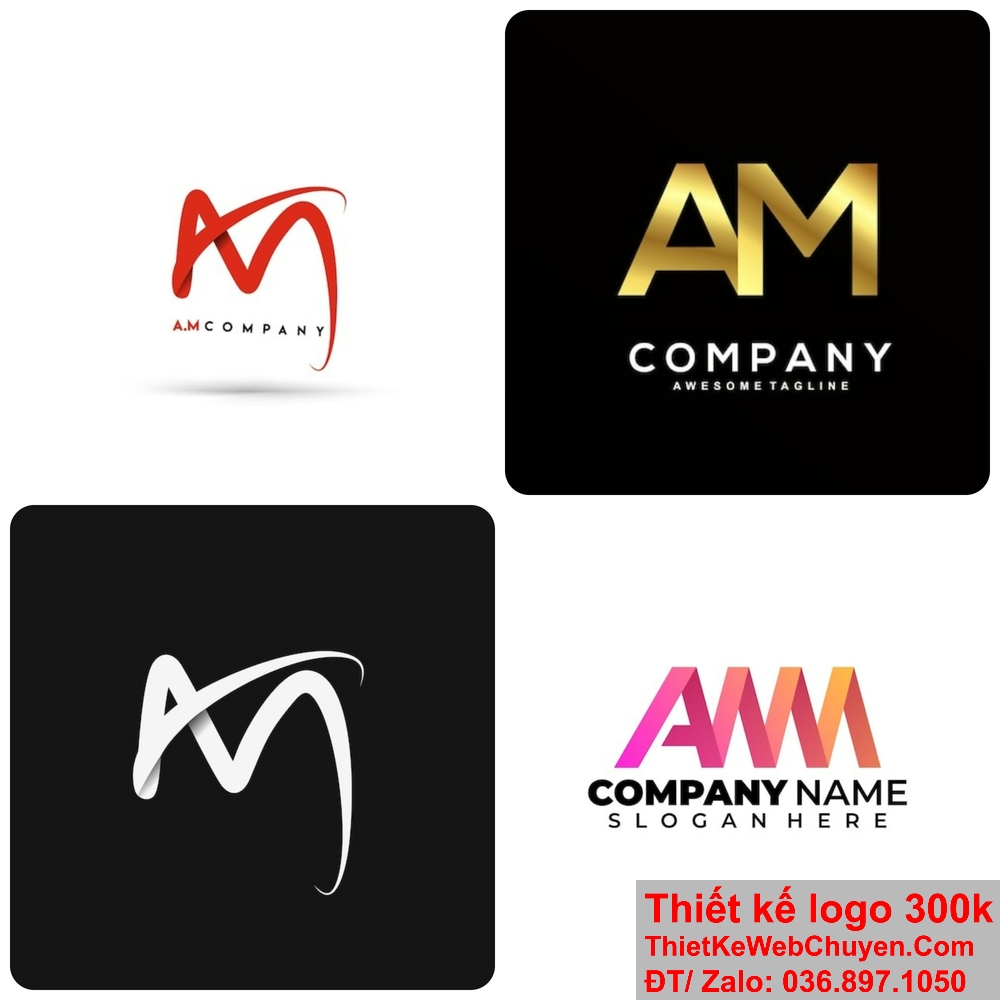 Logo AM nổi bật với thiết kế độc đáo. Logo AM thể hiện sự cam kết về dịch vụ.