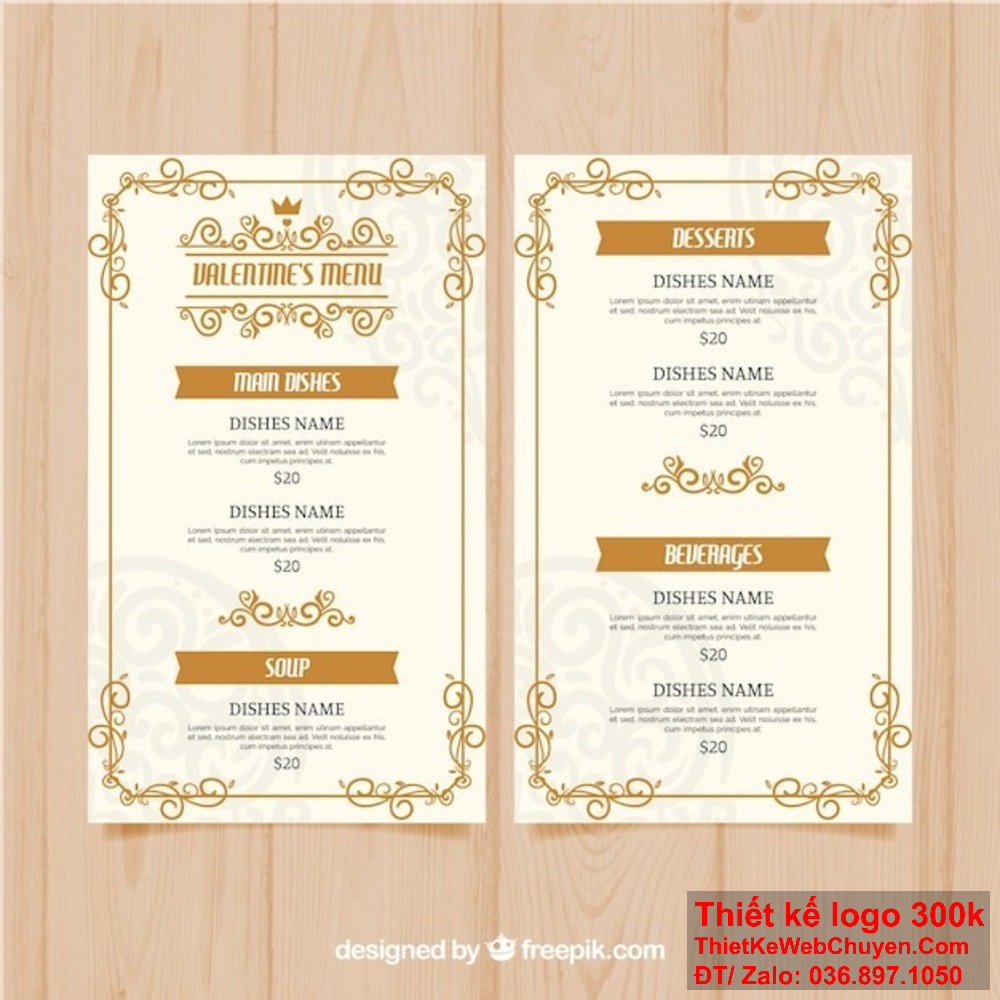 Menu mẫu đẹp sang trọng không chỉ làm tăng giá trị thương hiệu mà còn tạo nên không gian ấm cúng và sang trọng cho nhà hàng. Thiết kế menu mẫu đẹp sang trọng giúp nhà hàng của bạn nổi bật và thu hút thực khách ngay từ cái nhìn đầu tiên.