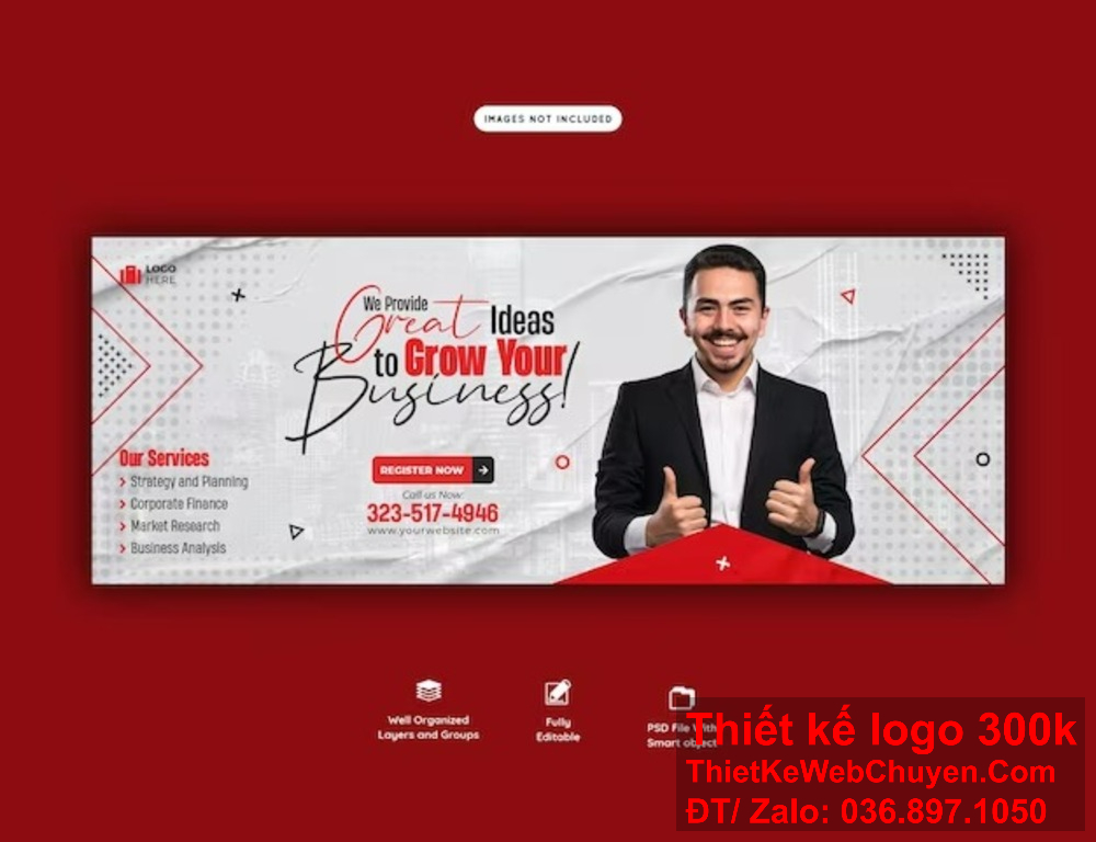 Chúng tôi cam kết mang đến cho bạn những mẫu thiết kế banner website và ảnh bìa Facebook fanpage độc đáo và sáng tạo. Cùng chúng tôi tạo ra sự ấn tượng với thiết kế banner website và ảnh bìa Facebook fanpage chuyên nghiệp.