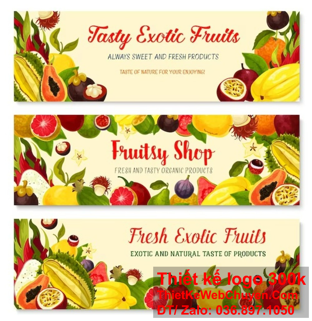 "Tạo ra những banner website và ảnh bìa Facebook với hình ảnh trái cây tươi, thể hiện sự chuyên nghiệp và tinh tế của thương hiệu của bạn." "Thiết kế banner website và ảnh bìa Facebook với hình ảnh trái cây tươi, làm nổi bật và tạo điểm nhấn cho trang cá nhân hoặc doanh nghiệp của bạn."