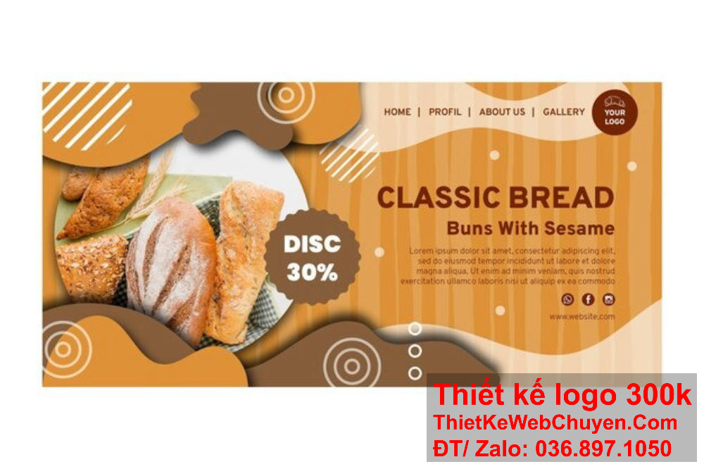 Thiết kế banner website giúp cửa hàng bánh mì thu hút lượng truy cập lớn từ khách hàng. Thiết kế banner website thể hiện sự chuyên nghiệp của cửa hàng bánh mì.