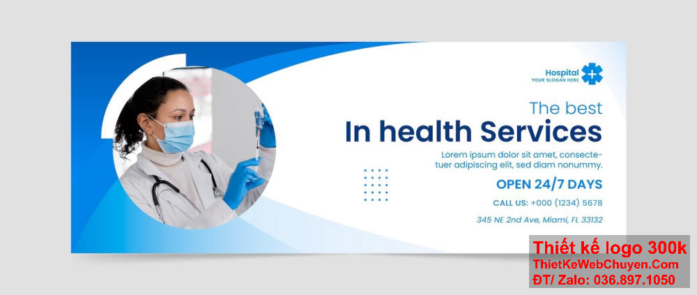 Banner website ảnh bìa Facebook bệnh viện được thiết kế để tạo ra sự an tâm và tin tưởng cho bệnh nhân và người tham gia cộng đồng. Banner website ảnh bìa Facebook bệnh viện giúp truyền tải về sự chuyên môn và tận tâm trong điều trị và chăm sóc bệnh nhân.