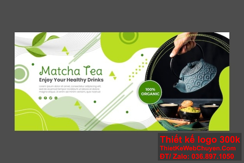 Thiết kế banner website ảnh bìa công ty trà xanh phải thể hiện được sự tinh tế và sang trọng. Thiết kế banner website ảnh bìa công ty trà xanh phải phản ánh sự tươi mát của sản phẩm.