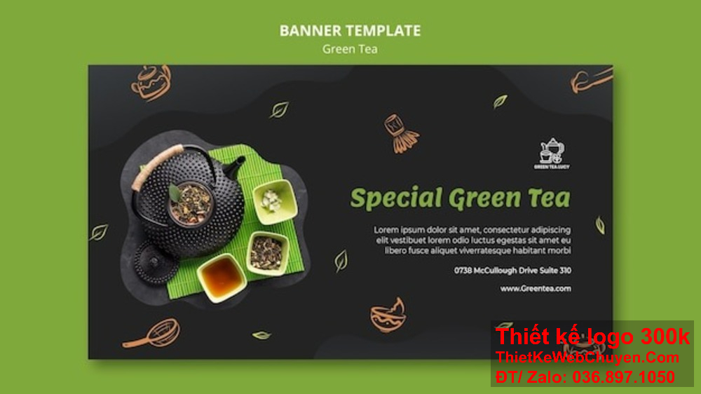 Thiết kế banner website ảnh bìa công ty trà xanh cần phải đơn giản nhưng tinh tế. Thiết kế banner website ảnh bìa công ty trà xanh đẹp mắt sẽ thu hút sự chú ý của khách hàng.