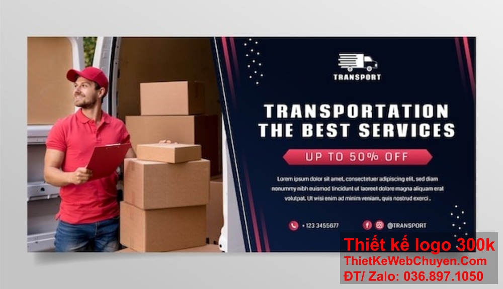 Thiết kế banner ảnh bìa giúp công ty vận tải logistics xây dựng niềm tin với khách hàng. Thiết kế ảnh bìa thể hiện phong cách chuyên nghiệp của công ty vận tải logistics.