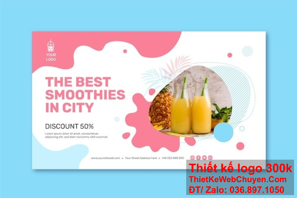 Thiết kế banner website ảnh bìa ép sinh tố cần thể hiện được sự tinh tế và sang trọng. Thiết kế banner website ảnh bìa ép sinh tố cần tạo cảm giác tươi mới và sảng khoái.