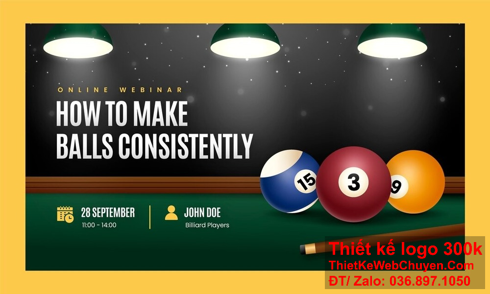 Banner website ảnh bìa quán bida billiard giúp truyền tải không khí sôi động và hứng khởi của không gian giải trí. Thiết kế banner website ảnh bìa quán bida billiard để tạo điểm nhấn độc đáo và thu hút sự chú ý từ khách hàng.