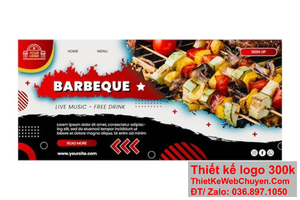 Thiết kế banner website giúp quán lẩu nướng thu hút lượng truy cập lớn từ khách hàng. Thiết kế banner website thể hiện sự chuyên nghiệp của quán lẩu nướng.