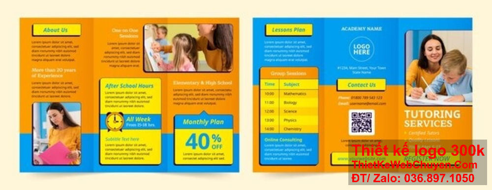 Thiết kế brochure Dịch vụ giáo dục trực tuyến từ ý tưởng đến hiện thực. Thiết kế brochure Dịch vụ giáo dục trực tuyến giúp quảng bá dịch vụ một cách hiệu quả.