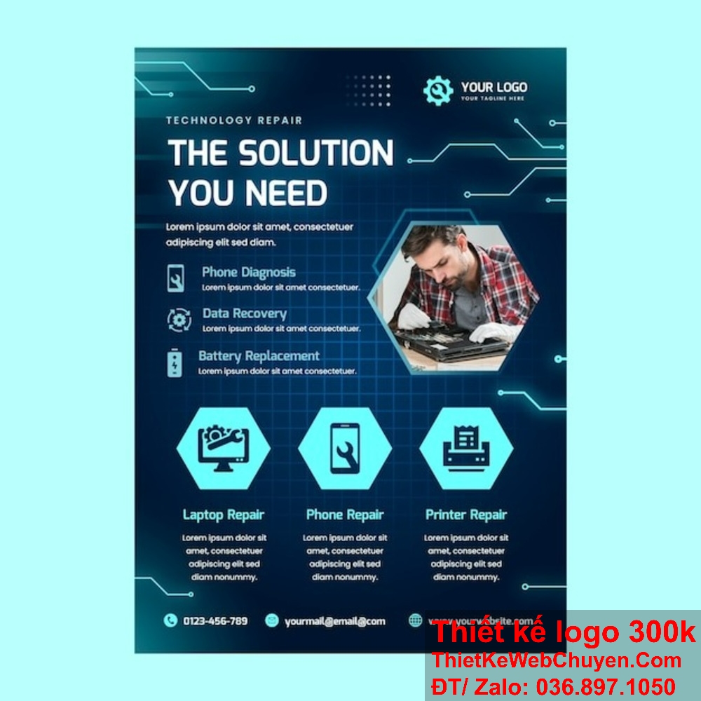 "Thu hút khách hàng với thiết kế brochure dịch vụ hỗ trợ kỹ thuật đẹp mắt."