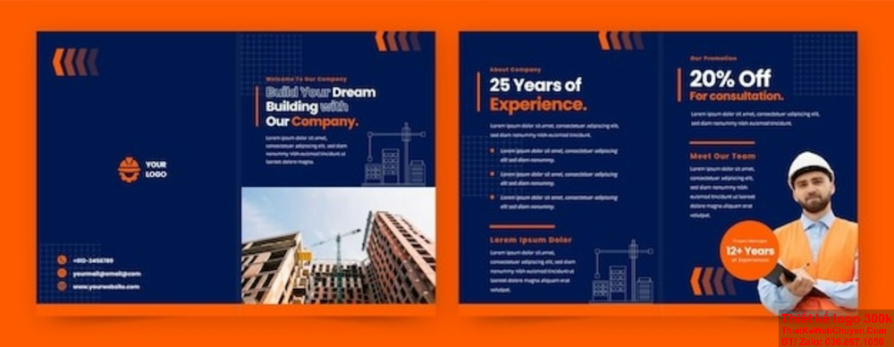 Thiết kế brochure Dịch vụ kiến trúc và xây dựng đẹp mắt, thu hút mọi ánh nhìn. Brochure đẹp và ấn tượng với dịch vụ Thiết kế brochure Dịch vụ kiến trúc và xây dựng của chúng tôi.