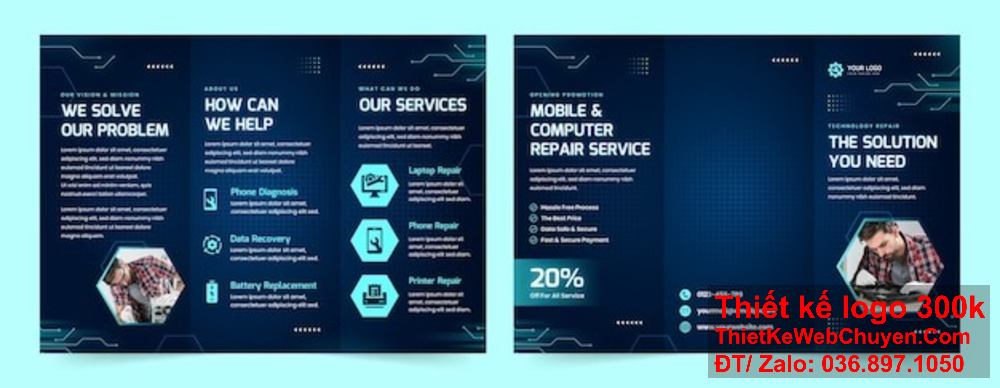 Đảm bảo hiệu quả tối đa với thiết kế brochure Dịch vụ kỹ thuật số của chúng tôi. Thiết kế brochure Dịch vụ kỹ thuật số giúp bạn tăng cường uy tín và chuyên nghiệp.