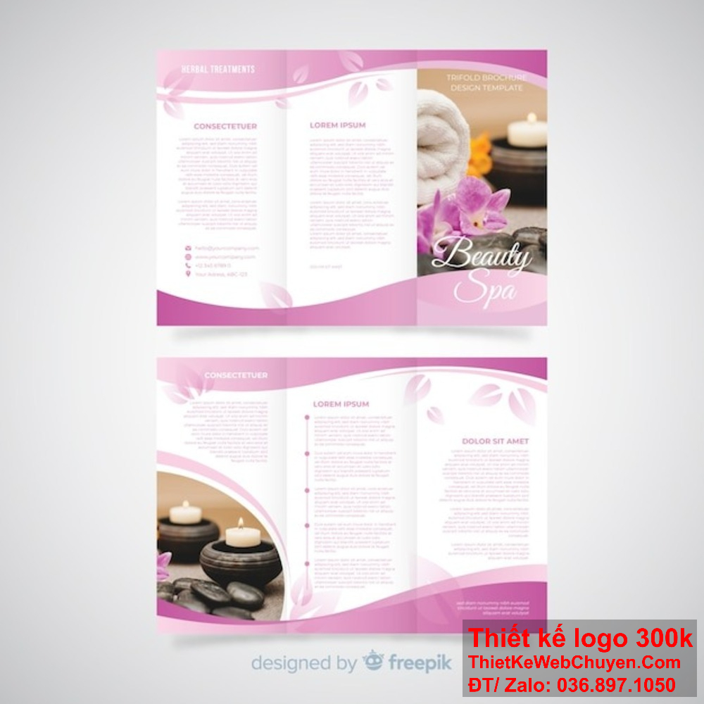 Thiết kế brochure Dịch vụ spa và làm đẹp của chúng tôi độc đáo và sáng tạo. Thiết kế brochure Dịch vụ spa và làm đẹp với phong cách hiện đại và tinh tế.