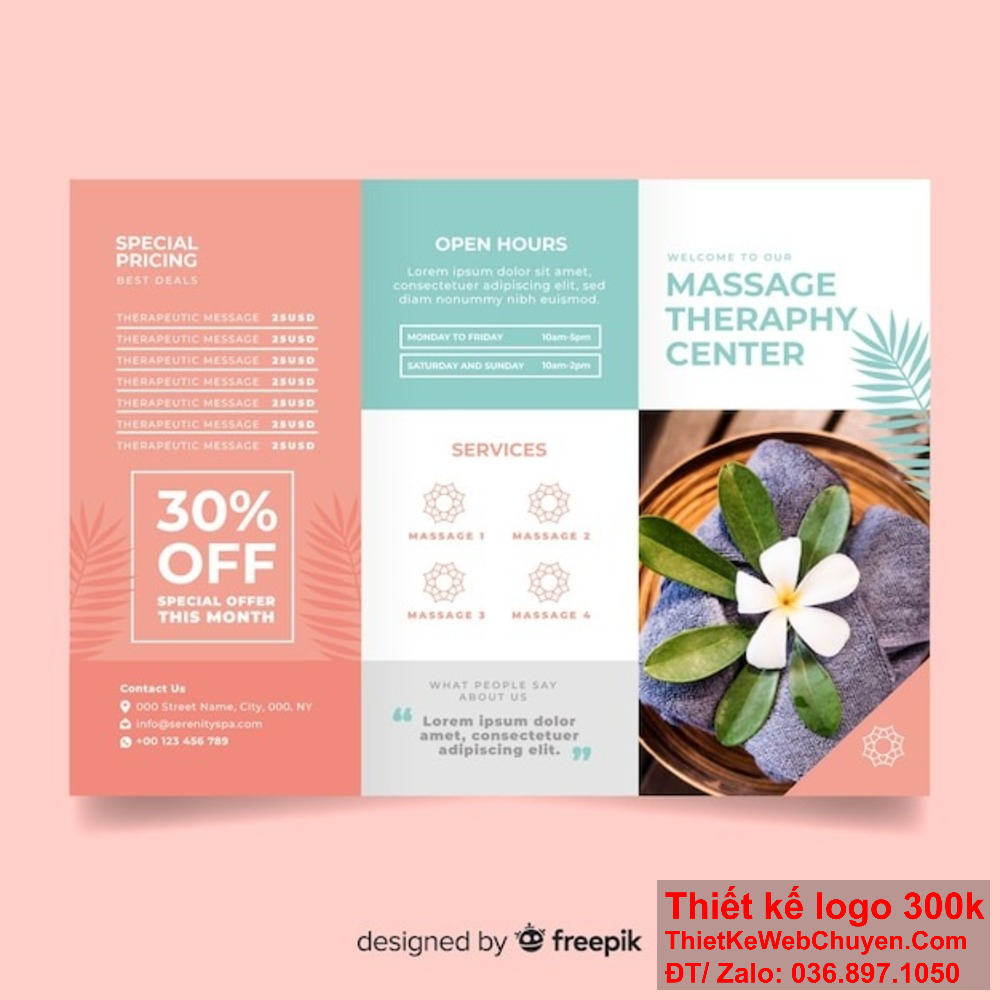 Thiết kế brochure Dịch vụ spa và làm đẹp độc đáo và đầy sức hút. Chúng tôi hiểu rõ nhu cầu của bạn trong thiết kế brochure Dịch vụ spa và làm đẹp.