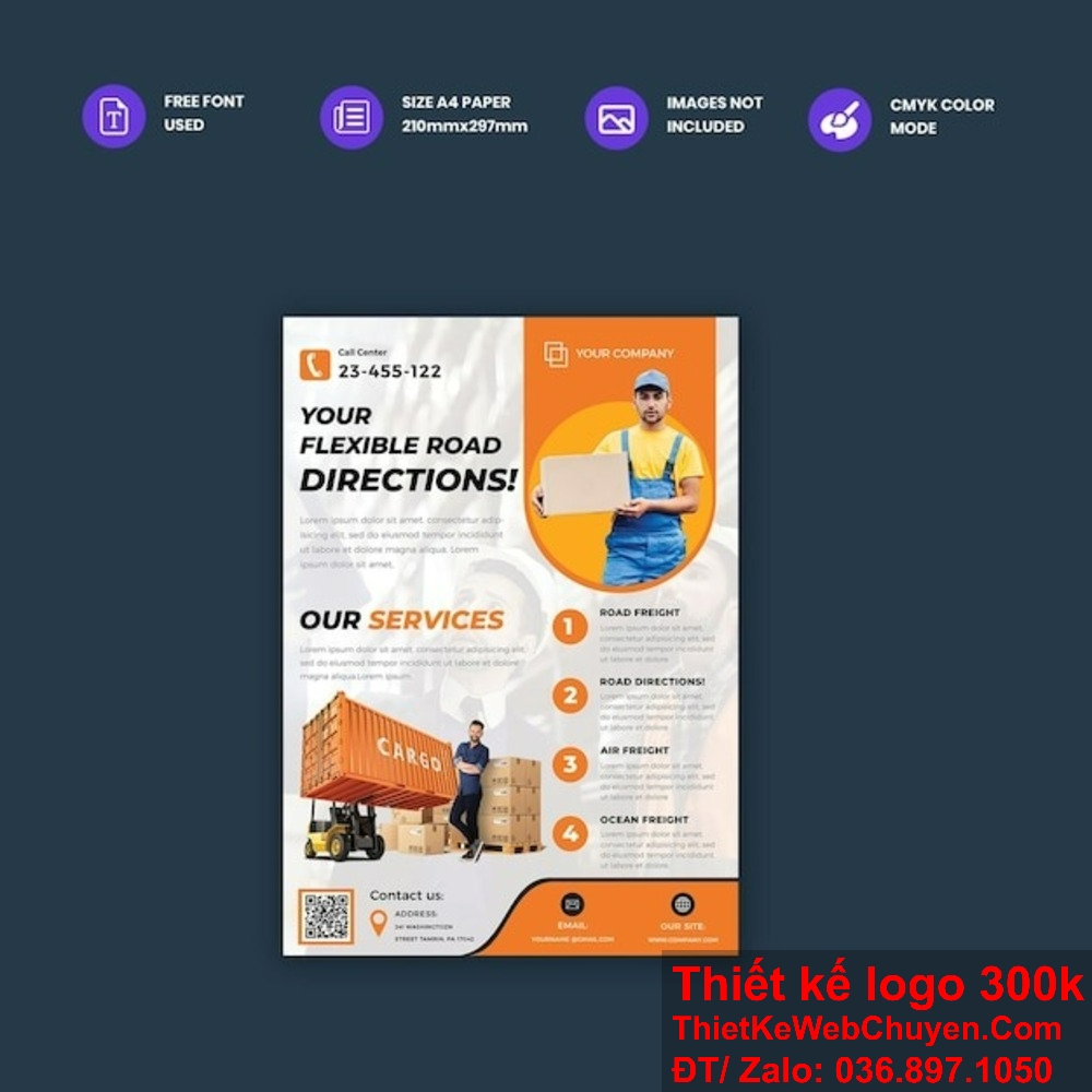 "Thiết kế brochure dịch vụ vận chuyển hàng hóa – sự lựa chọn hoàn hảo cho bạn." "Thiết kế brochure dịch vụ vận chuyển hàng hóa – đối tác tin cậy của doanh nghiệp."