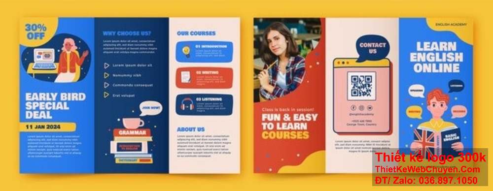 Đội ngũ thiết kế của chúng tôi chuyên nghiệp trong việc tạo brochure Giáo dục và đào tạo. Thiết kế brochure Giáo dục và đào tạo của chúng tôi sáng tạo và ấn tượng.