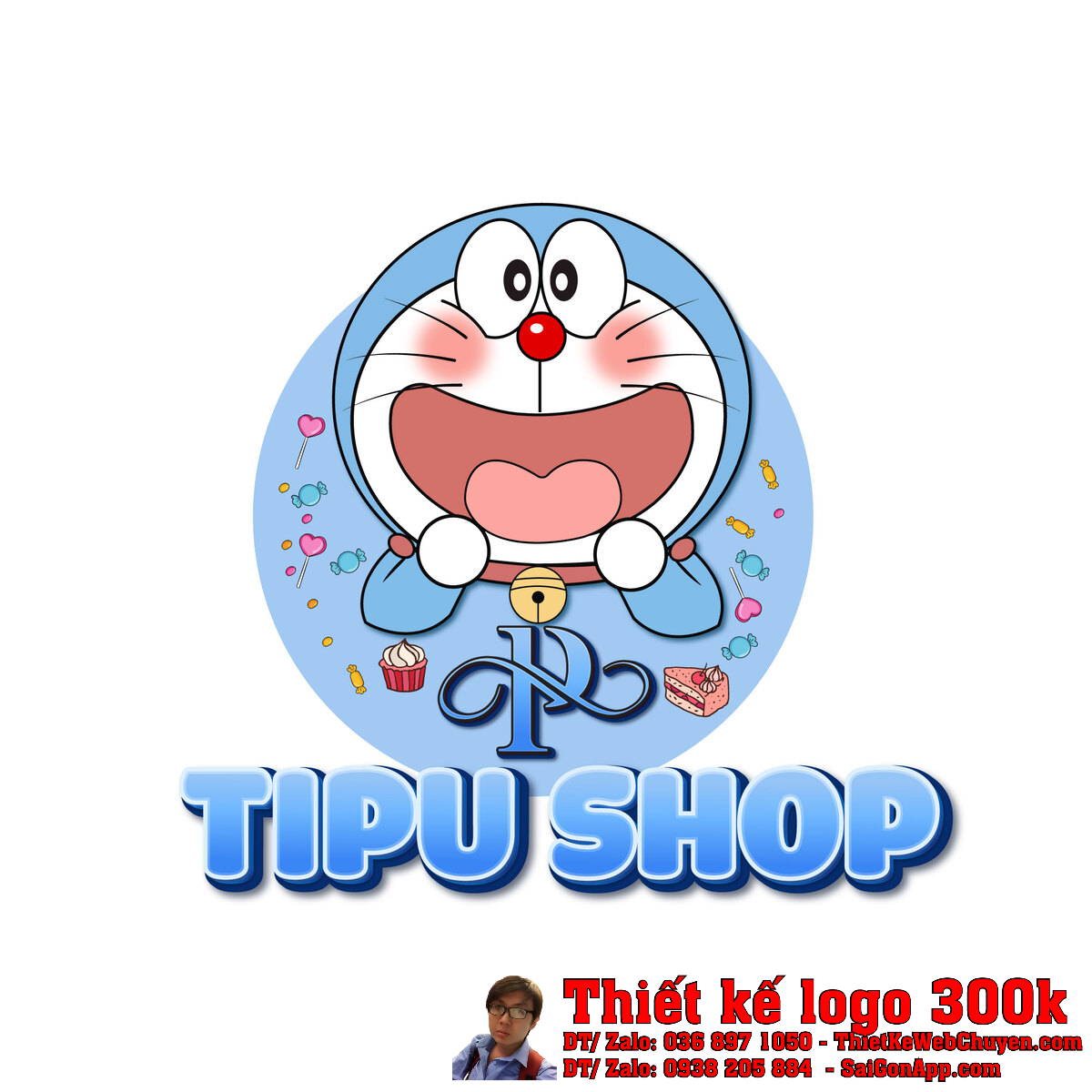 Thiết kế logo TIPU shop bản chính thức màu xanh
