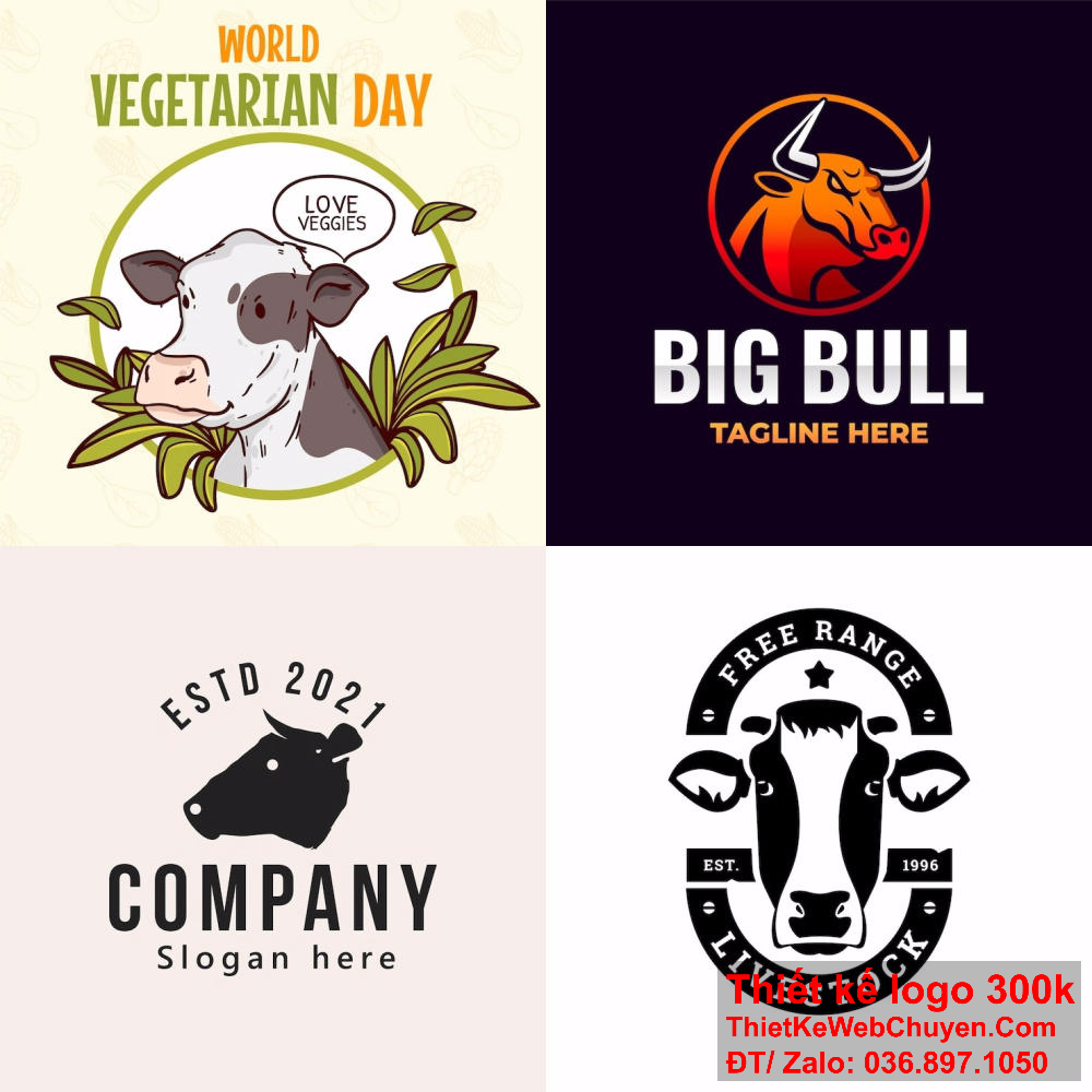 Thiết kế logo con bò mang lại ấn tượng mạnh mẽ và dễ nhớ.
