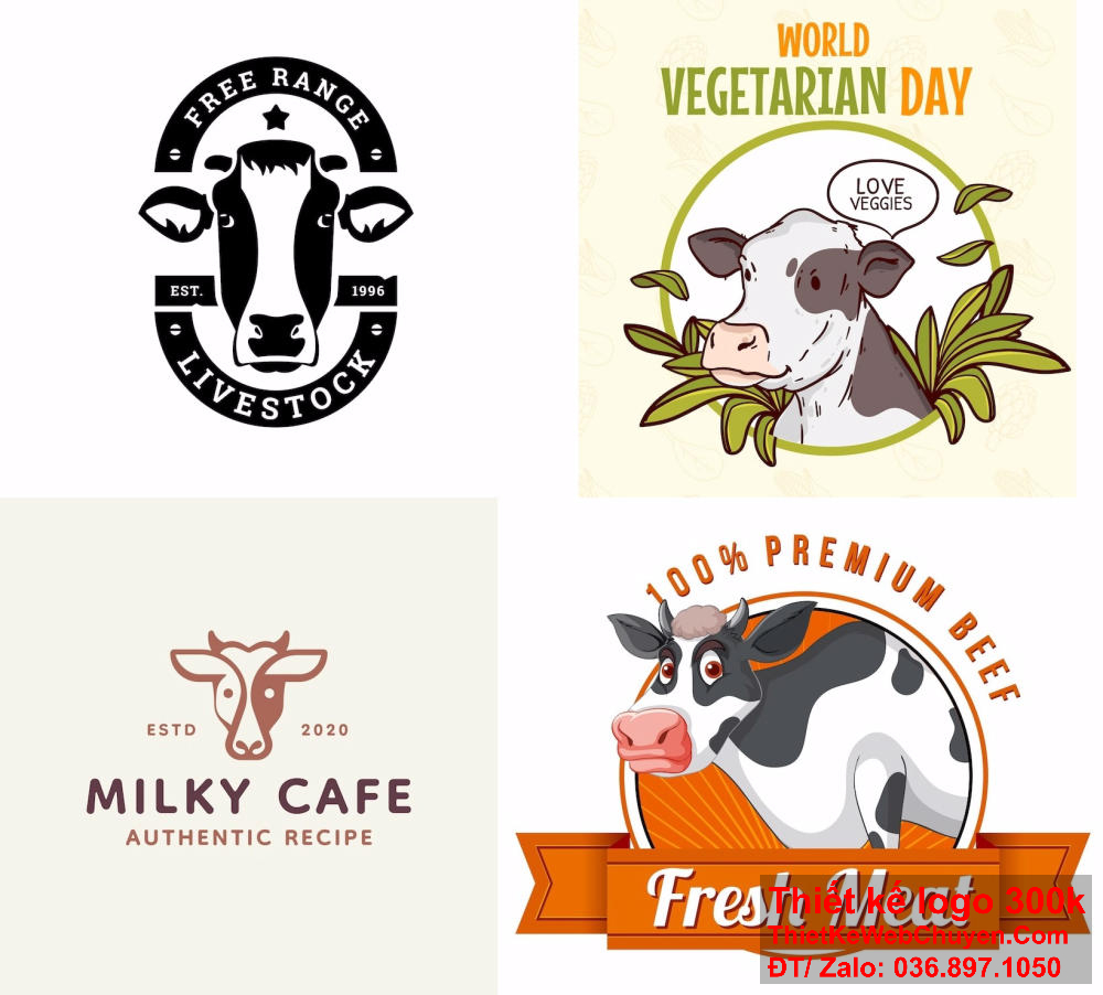 Thiết kế logo con bò tạo sự hiện đại và chuyên nghiệp cho thương hiệu.