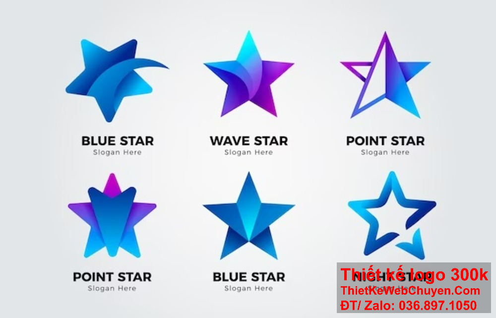 Thiết kế logo ngôi sao thể hiện sự phát triển và thành công. Thiết kế logo ngôi sao giúp thương hiệu gây ấn tượng mạnh mẽ.