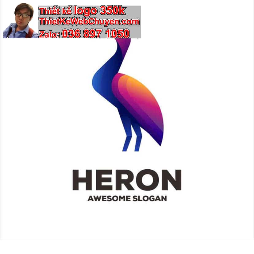 Thiết kế logo online con chim hạc