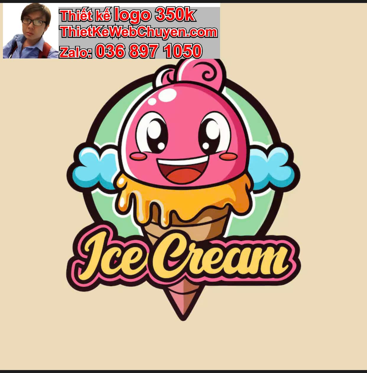 Thiết kế logo online kem 