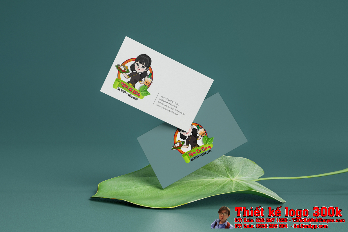 Biểu tượng cô gái áo dài Chi tiết biểu tượng cô gái trong thiết kế logo Tiệm Cô Bông