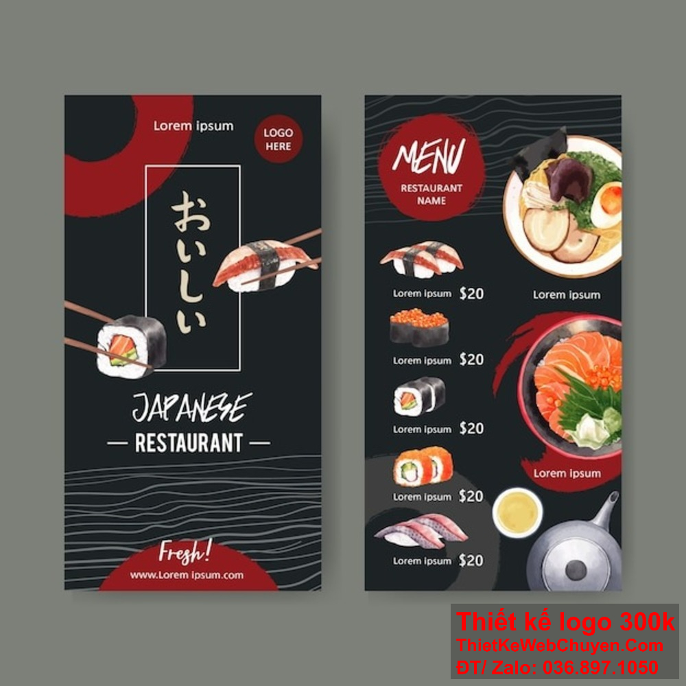 Thiết kế menu Nhà hàng ẩm thực Nhật Bản của chúng tôi không chỉ đẹp mắt mà còn tối ưu hóa trải nghiệm của khách hàng khi đến thưởng thức ẩm thực Hãy để chúng tôi giúp bạn thiết kế menu Nhà hàng ẩm thực Nhật Bản ấn tượng, giúp thực khách nhớ mãi về nhà hàng của bạn