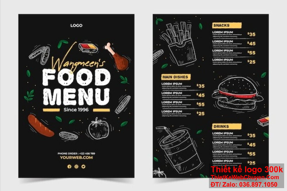 Thiết kế menu nhà hàng quán ăn bít tết thịt nướng phải phản ánh được phong cách và chất lượng của nhà hàng