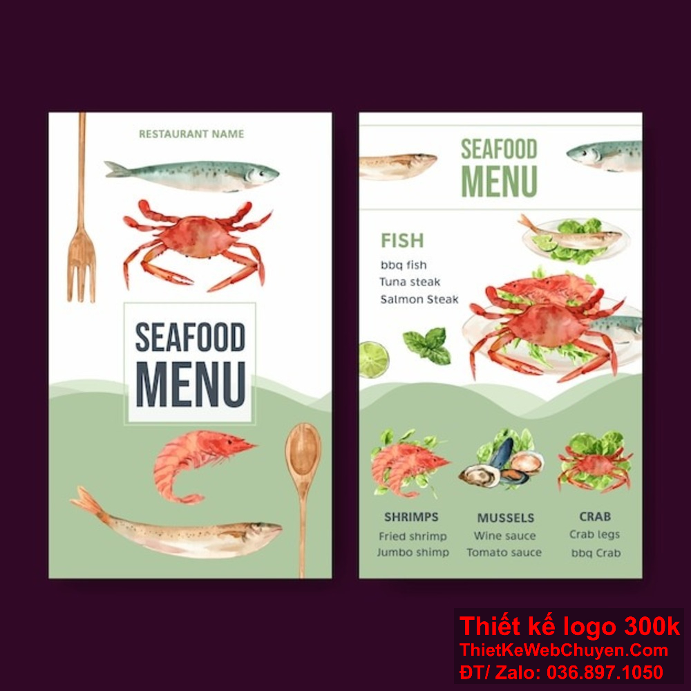Để nổi bật, thiết kế menu nhà hàng quán ăn hải sản cần phải dễ nhìn, dễ đọc và phù hợp với phong cách của quán Thiết kế menu nhà hàng quán ăn hải sản nên chú trọng đến màu sắc và hình ảnh sống động của các món ăn đặc trưng
