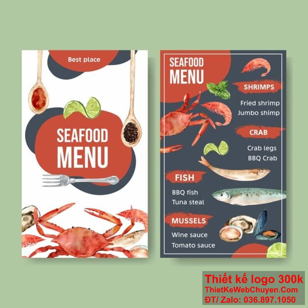 Với kinh nghiệm nhiều năm, chúng tôi cam kết mang đến thiết kế menu nhà hàng quán ăn hải sản đẹp mắt và ấn tượng Dịch vụ thiết kế menu nhà hàng quán ăn hải sản của chúng tôi giúp bạn nổi bật trong ngành ẩm thực