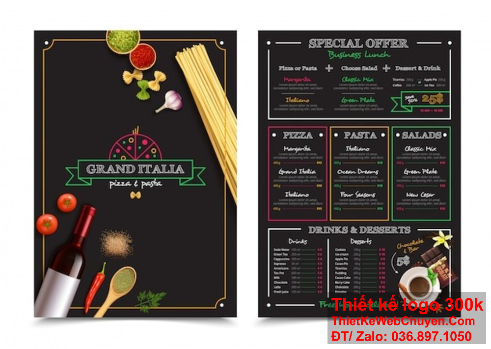 Thiết kế menu nhà hàng quán ăn mì và pasta không chỉ cần đẹp mắt mà còn phải thể hiện đầy đủ thông tin về món ăn Một menu được thiết kế chuyên nghiệp cho nhà hàng quán ăn mì và pasta sẽ tạo ấn tượng tốt đẹp ngay từ cái nhìn đầu tiên